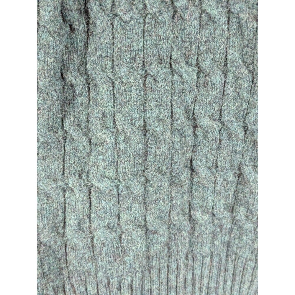 Vintage Green Cardigan Sweater Womens Large 100% Wool Cable Knit Fisherman - Picture 5 of 10